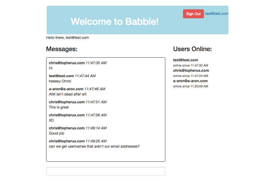 Babble, a chat application